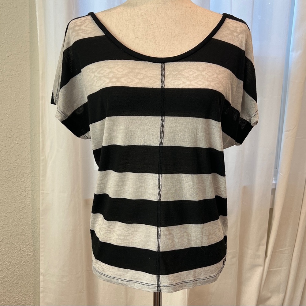 Billabong Black and White Striped Women's Top